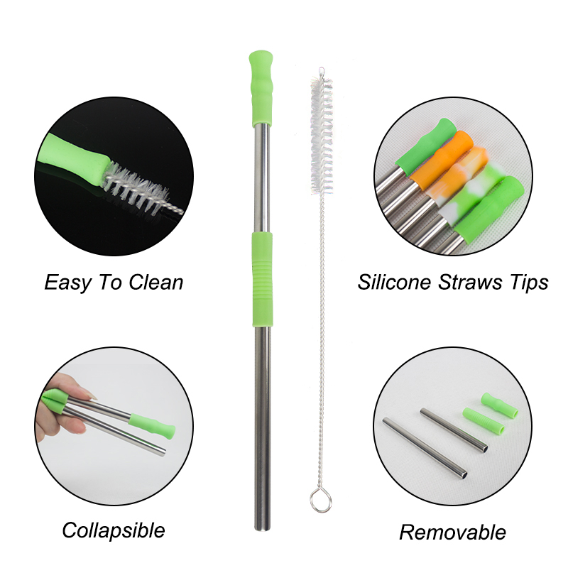 ST005 Foldable Stainless Steel Straw With Silicone Tips 4