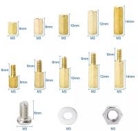 BrassMotherboardStandoffPanHeadScrewNutWasherAssortmentKitM3MaleFemaleThreadedHexStandoffSpacerA