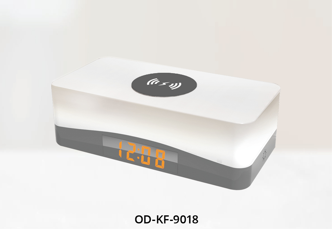 Desktop Wireless Charging Station with Nightlight and Clock 1