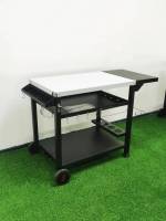 Three-shelfMovableFoodPrepCartTable,HomeandOutdoorMultifunctionalStainlessSteelTableTopWorktableonTwoWheels