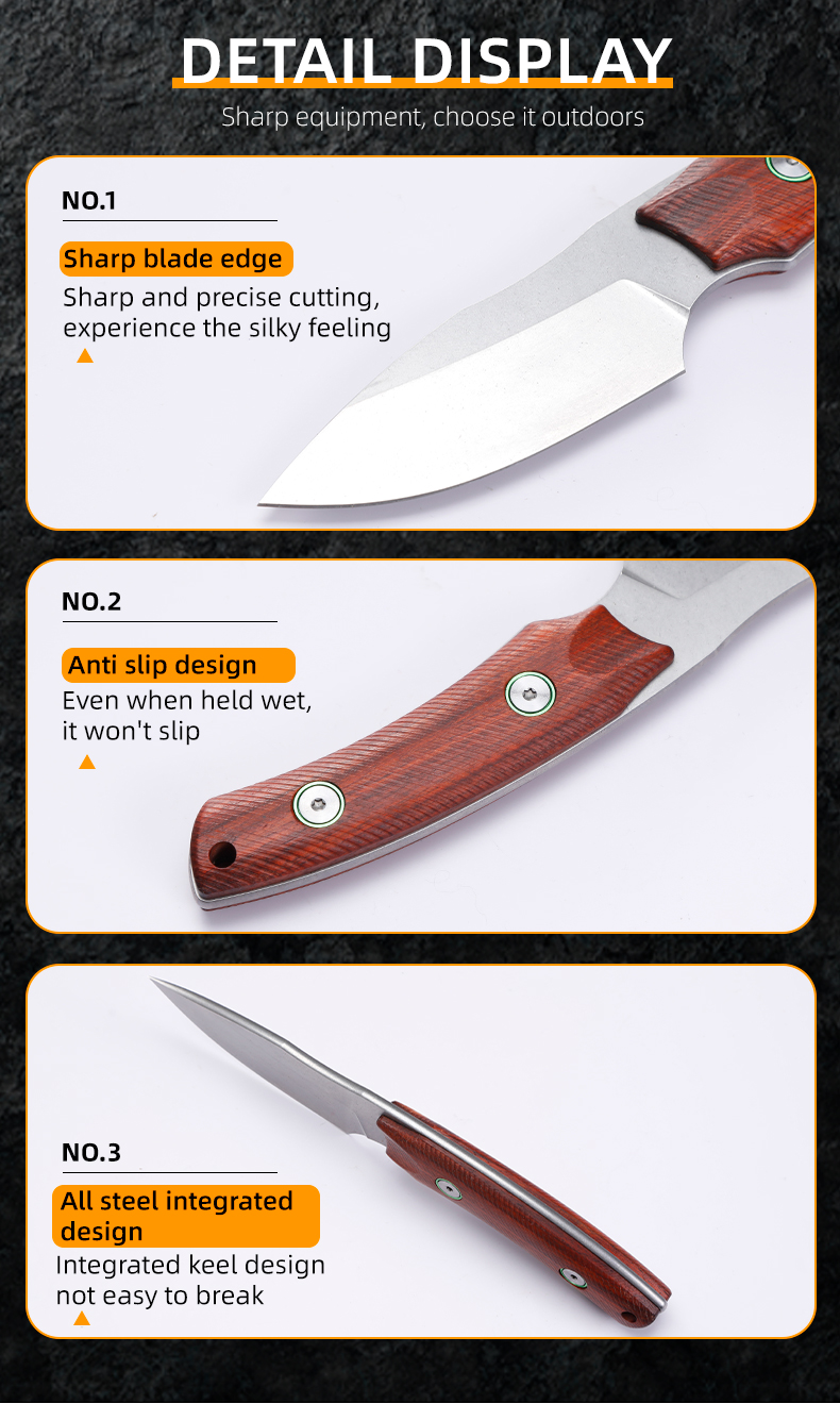 Practical G10 Wooden Handle and 8CR14MOV Steel Blade Fixed Blade Knife ...