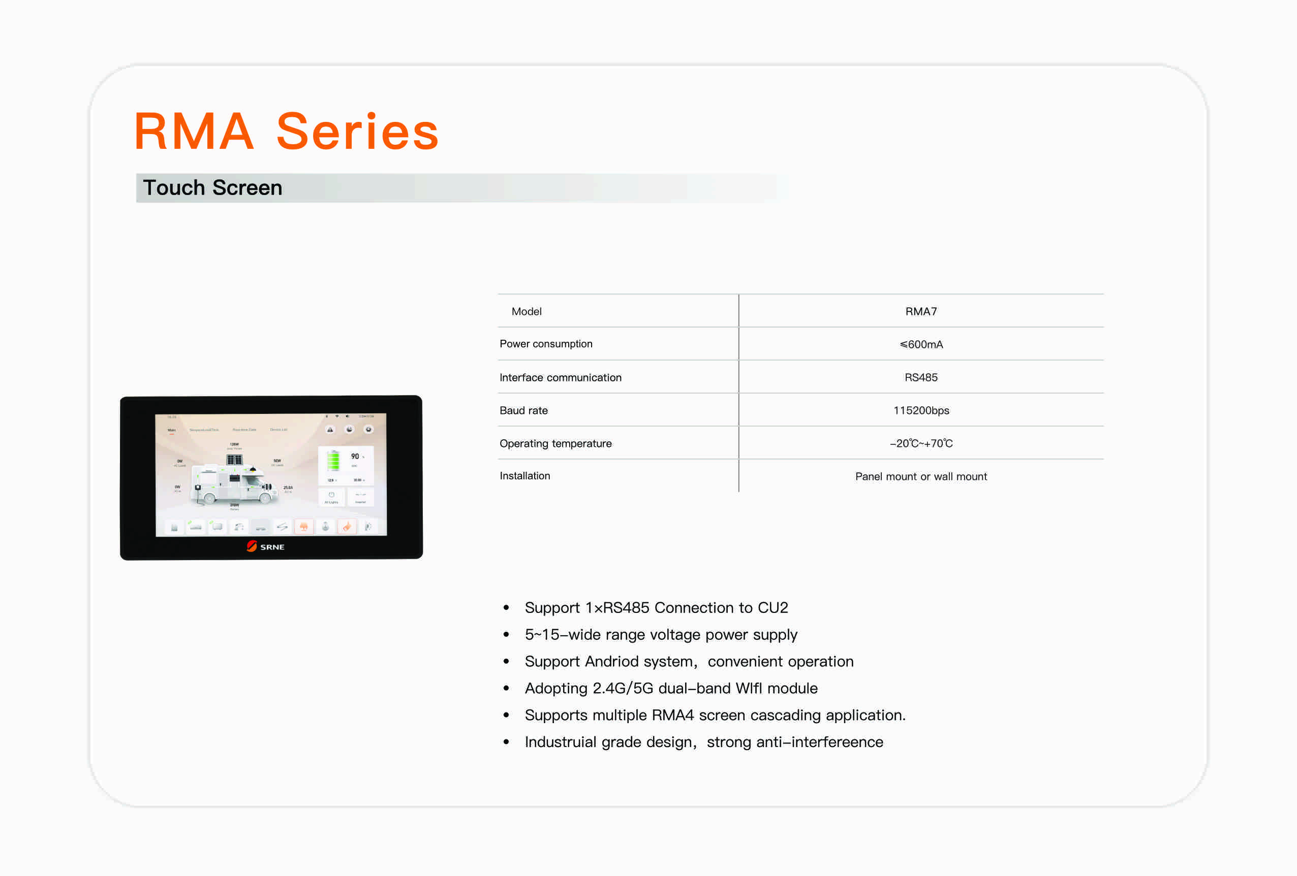 RMA7 Touch screen-SRNE