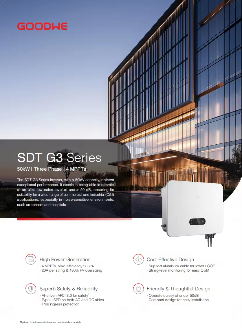 Goodwe SDT G3 GW50K-SDT-C30 50kw 3 Phase 4MPPTs on Grid Solar Inverter ...