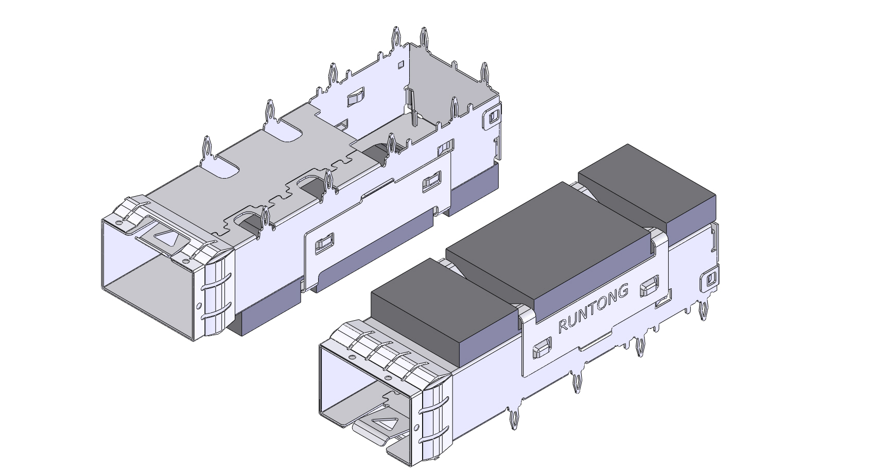 SFP-1X1笼子散热器2侧扣实体Cage