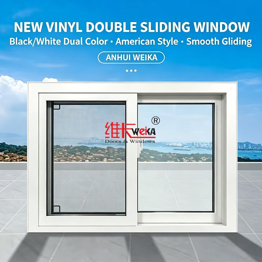 WEIKA WINDOWS 105 Series Vinyl Double Hung Tilt Window Black Exterior ...