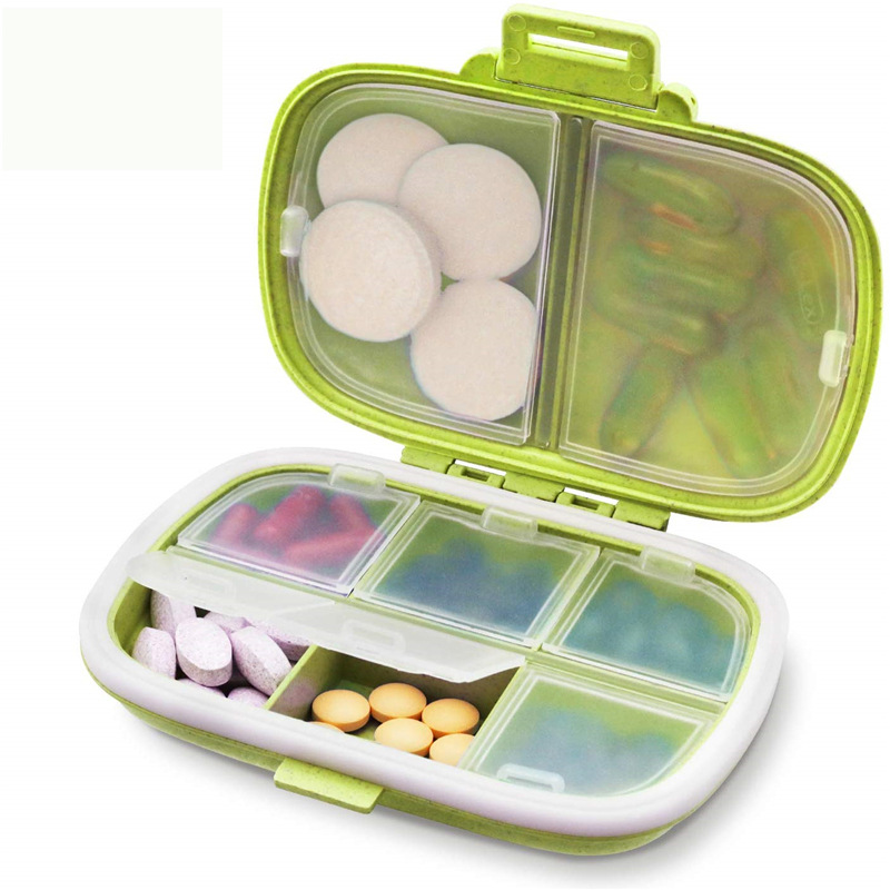 8CompartmentsPillCasePillBoxwithIndependentCovers