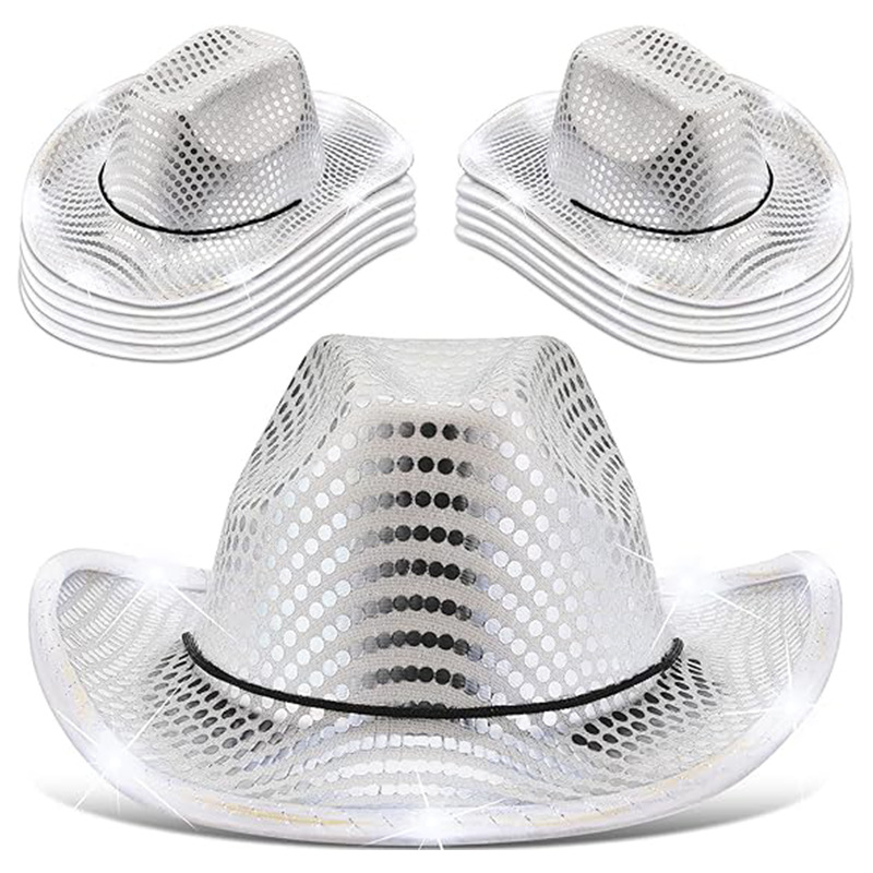customizedSequinCowboyHatwithLEDBrim