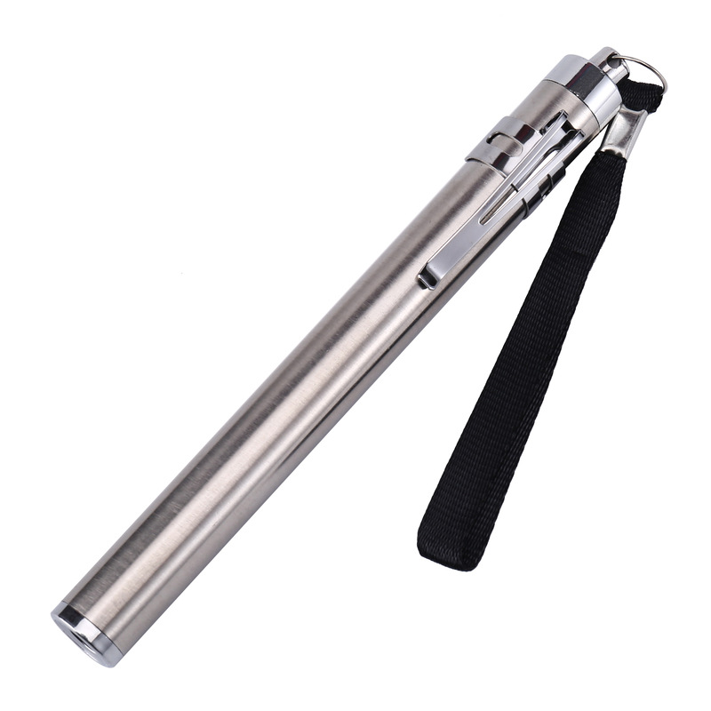 customizedStainlessSteelLEDFlashlightwithClipandKeychain