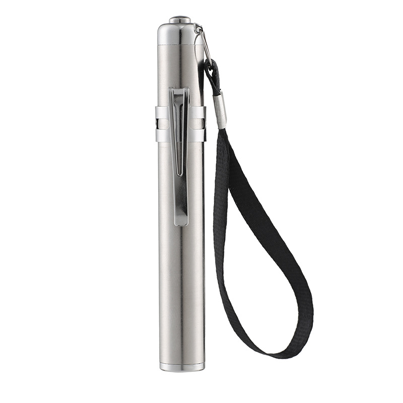 StainlessSteelLEDFlashlightwithClipandKeychain