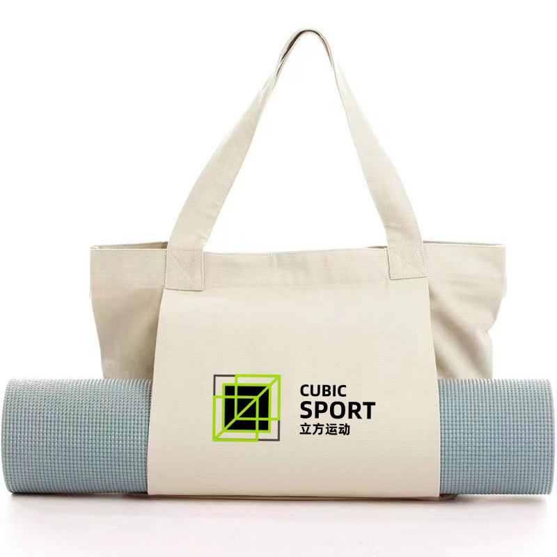 customizedCanvasToteBagWithYogaMatCarrierPocket