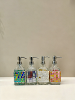 色块拼贴洗浴玻璃瓶