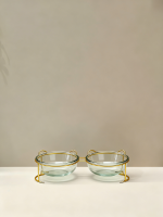 金属猫耳支架玻璃宠物碗