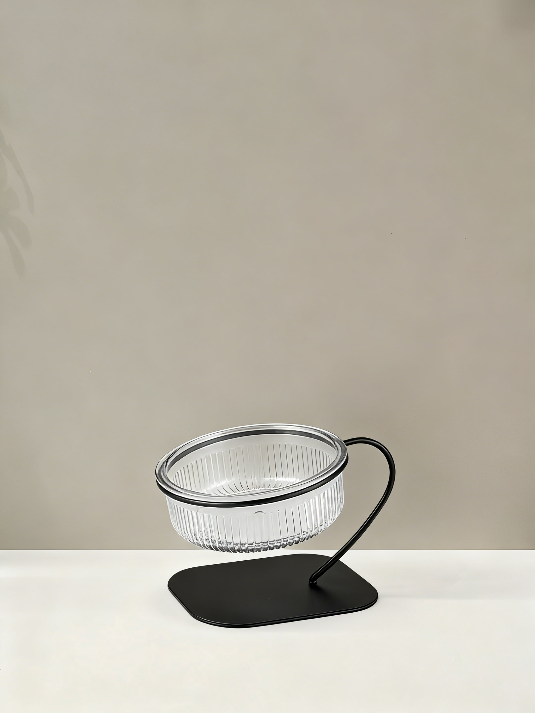 设计感金属支架条纹玻璃宠物碗5