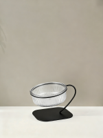 设计感金属支架条纹玻璃宠物碗5