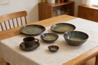 炻瓷凹凸肌理纹灰蓝套件-2