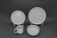 炻瓷直棱纹哑光浅米白四件套