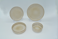 炻瓷直棱纹浅黄四件套