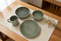 炻瓷直棱纹灰绿色四件套-2