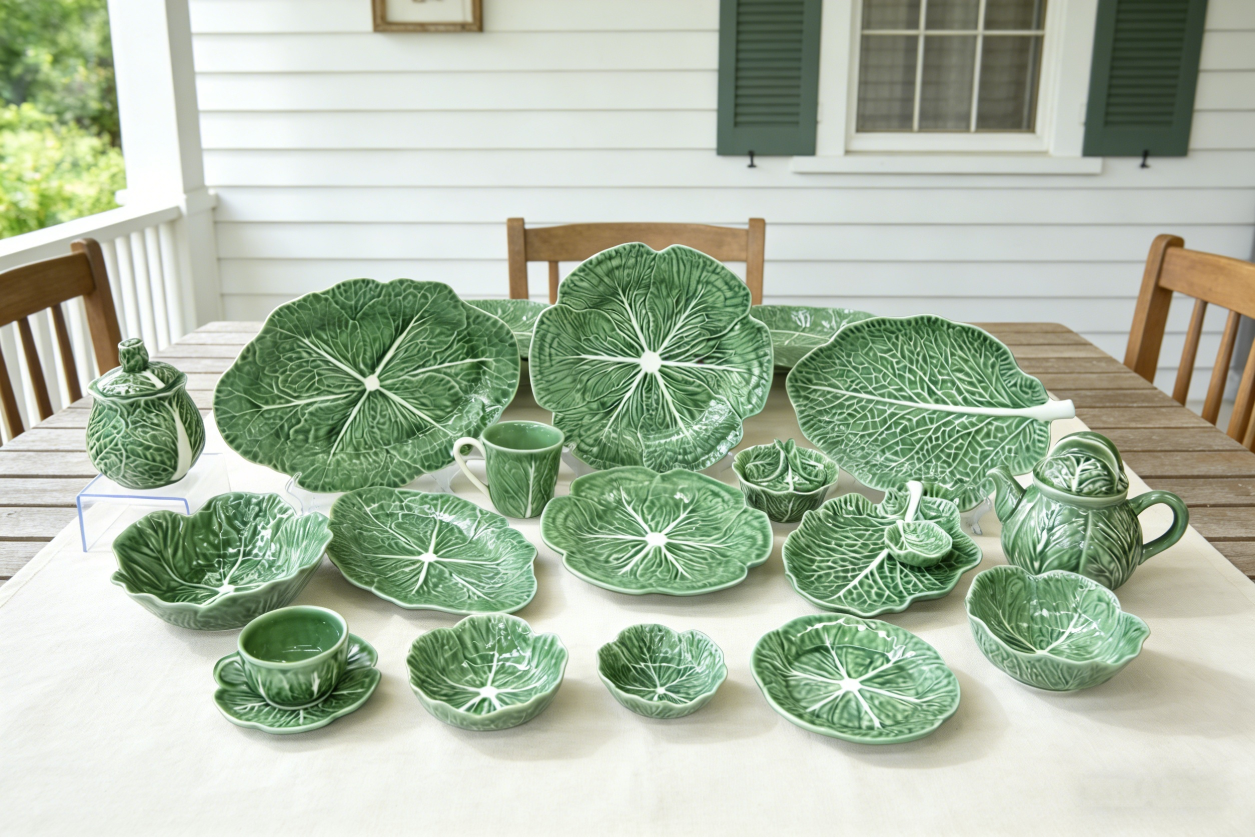 炻瓷圆形卷心菜叶浮雕纹套件3-2