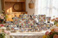 炻瓷手绘花卉纹图案