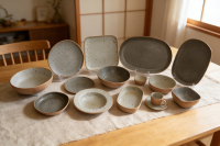 炻瓷气泡纹理浅灰套件-2