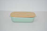 青绿烤盘带竹盖小号