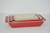 外红内白陶瓷烤盘大中小