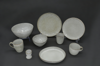 炻瓷手工捶纹高级灰套件