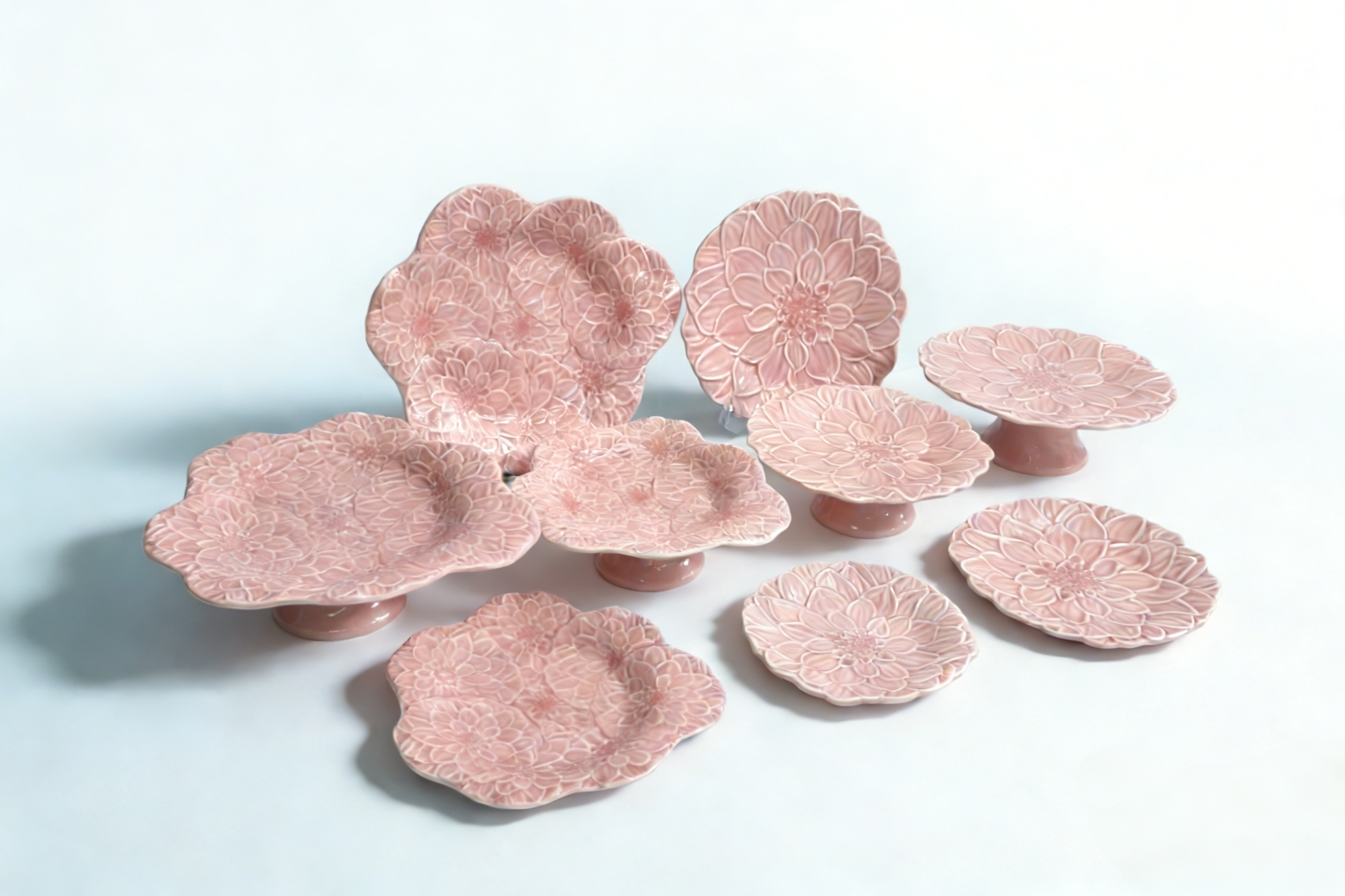 炻瓷盘大丽花浮雕纹套件2-3