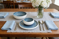 新骨瓷内反应釉外喷砂套装-蓝场景图