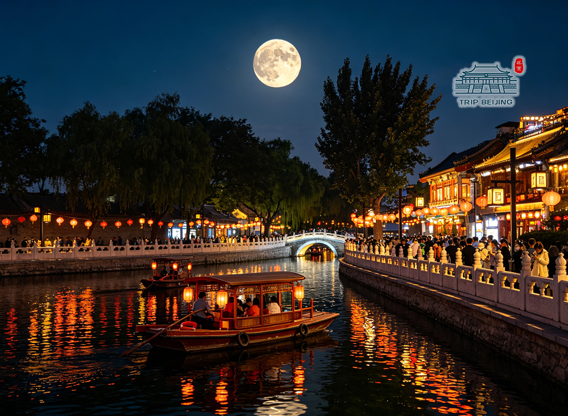北京什刹海中秋夜景