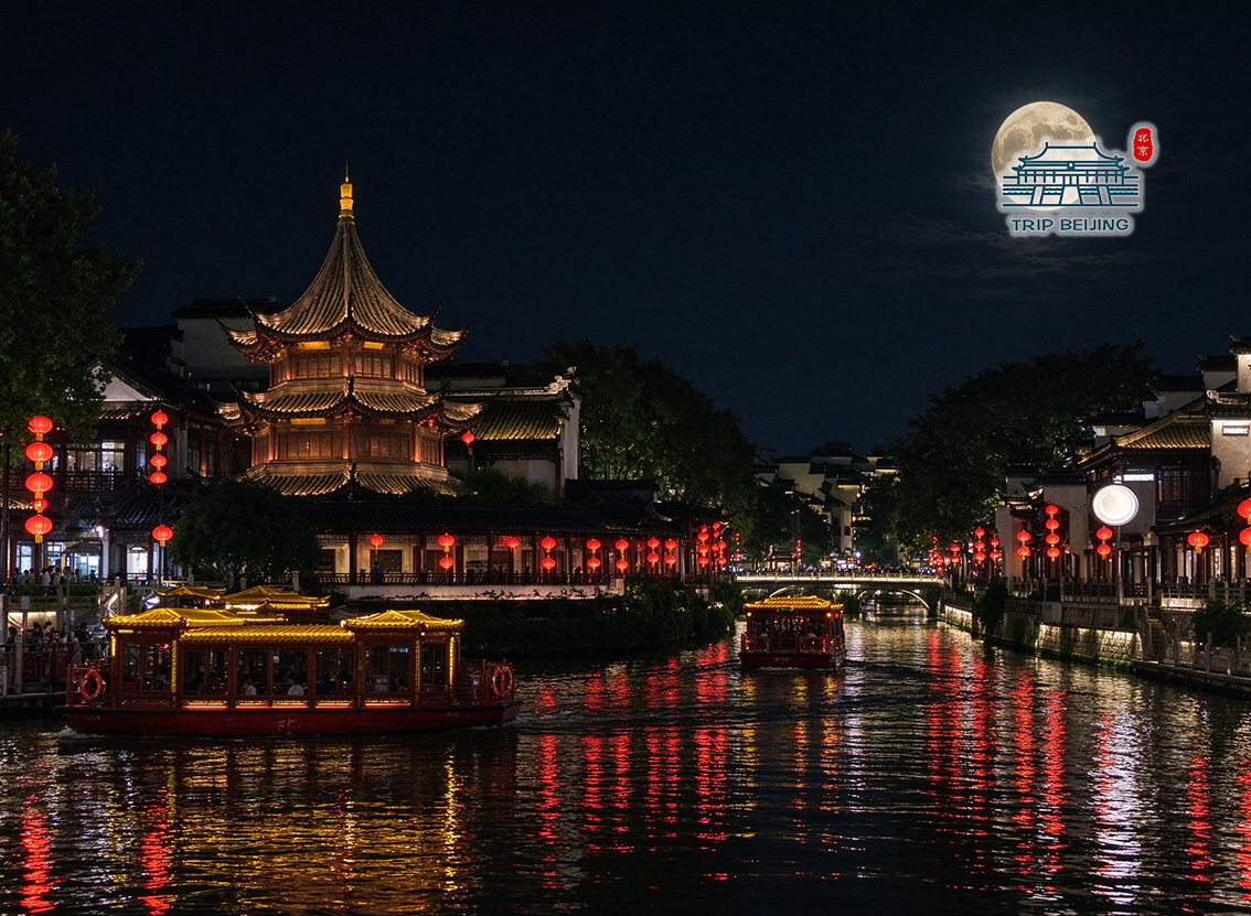 南京夫子庙秦淮河夜景