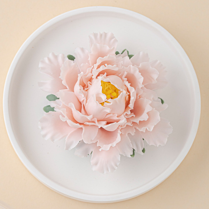 Hand-sculpted pink peony porcelain flower diffuser made with 36 meticulous steps - Aromamandala