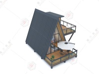 三角木屋单体效果图03-双层带露台-1