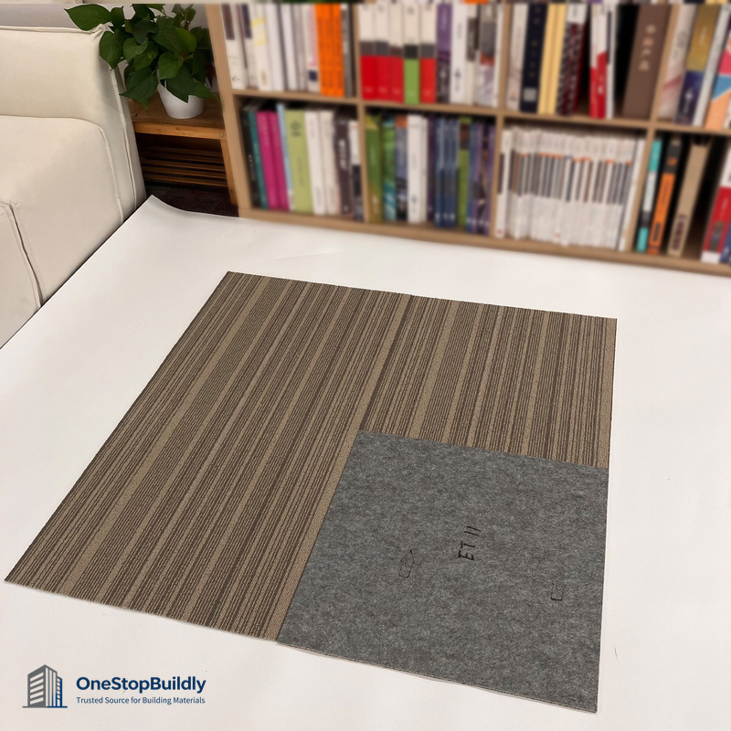 Carpet tile face and backing sample