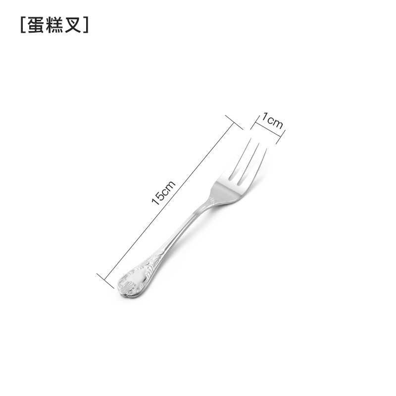 伯爵系列304不锈钢牛扒刀叉勺酒店西餐刀叉勺五件套餐具-BJ-CAKEFORK