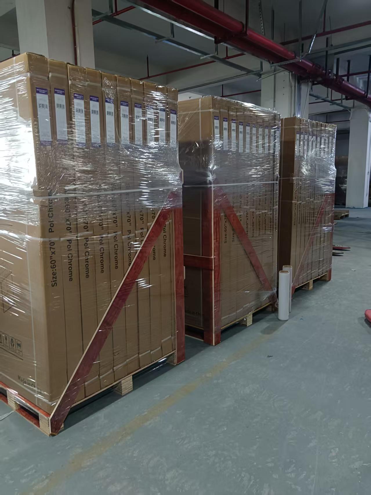 All the shower enclosures packed in strong cartons and then packed on plywood pallets