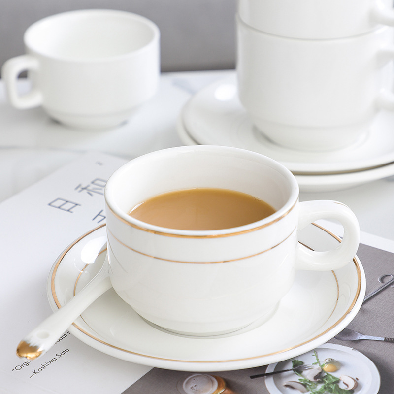 customizedGoldEdgeCoffeeCupsSet