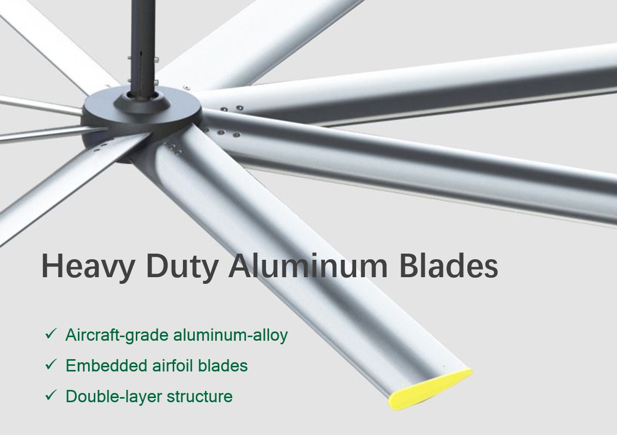 Airfoil Aluminum-alloy fan baldes for HVLS ceiling