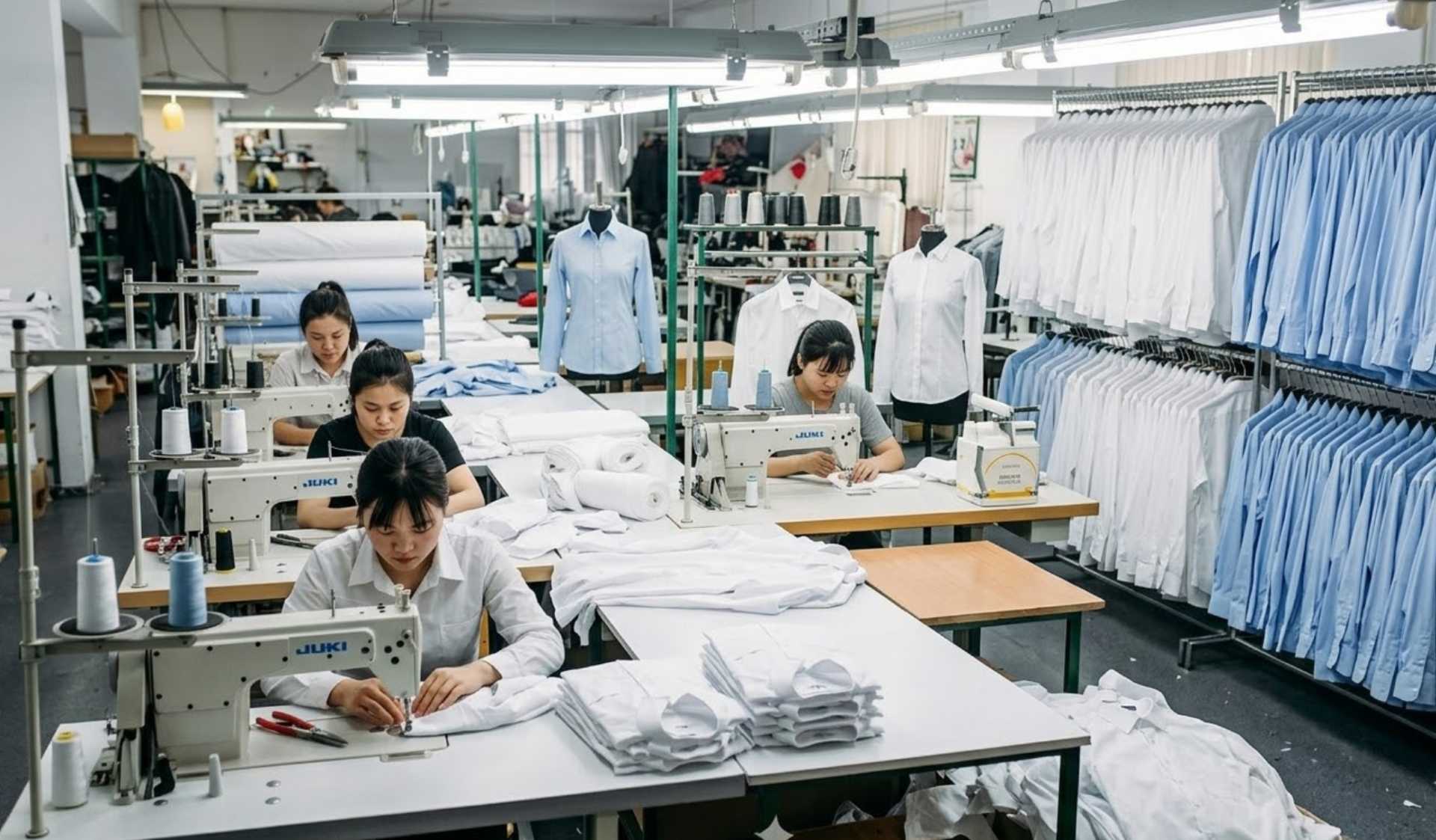 大连莱斯鹏的缝制车间与成品挂架｜人才招聘