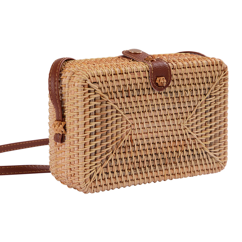 Outdoor Natural Handwoven Round Rattan Bag messenger bag