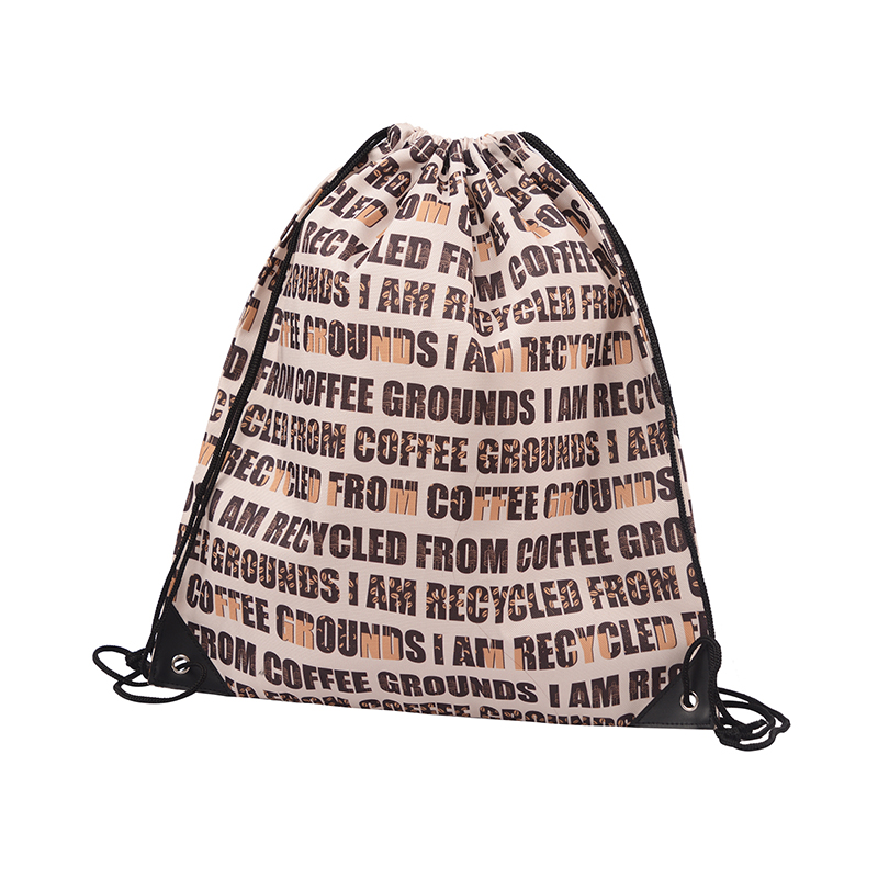 Custom eco-friendly coffee grounds reusable sports gym drawstring backpack bag