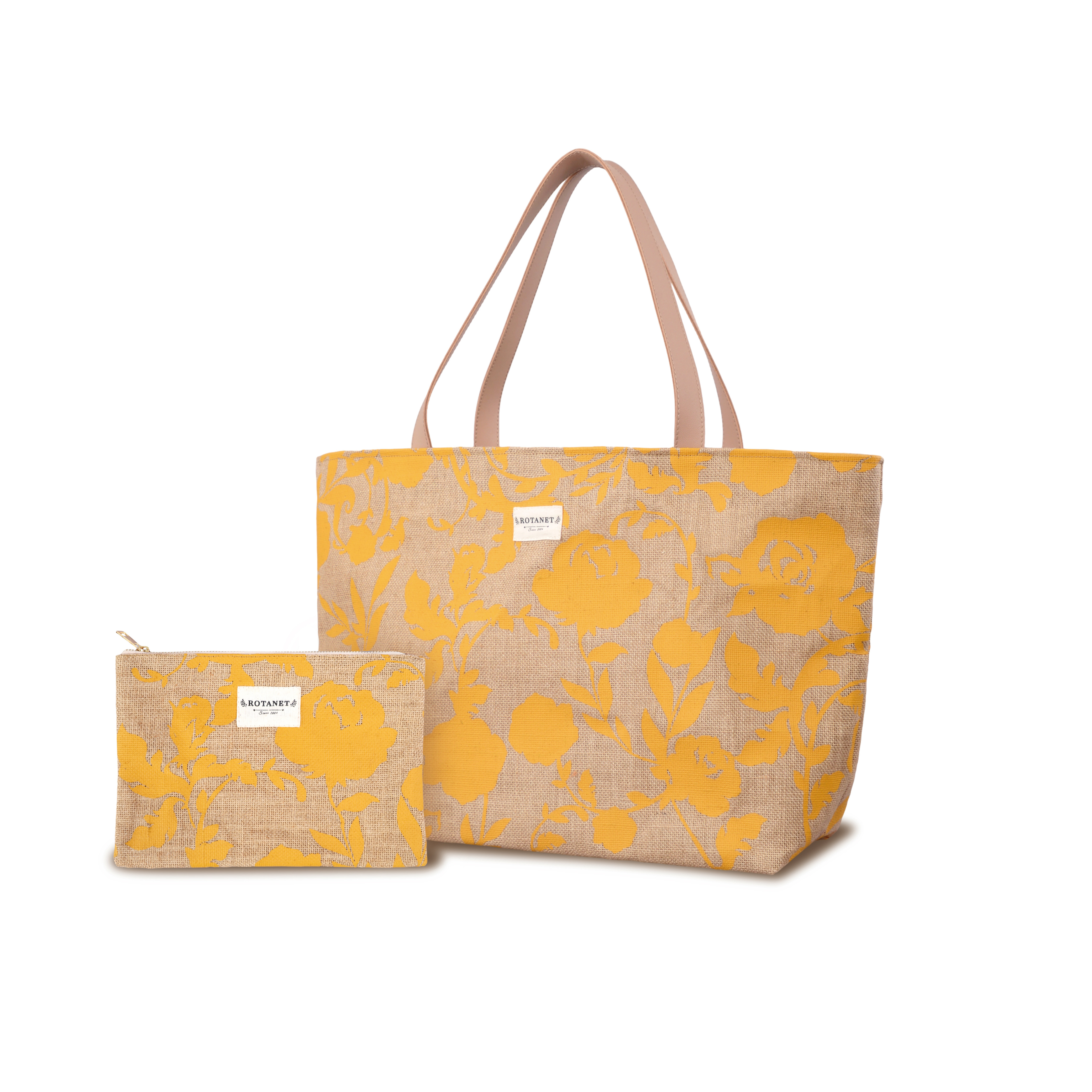 Printed linen suit handbag