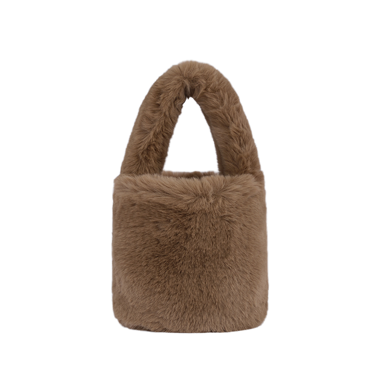 Furry hand-held bucket bag