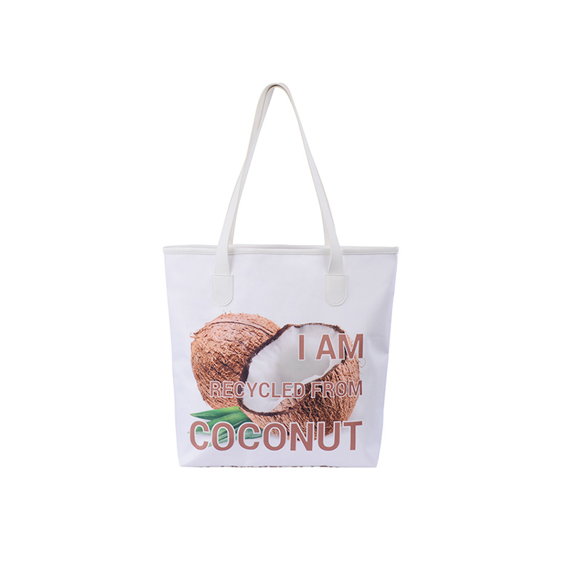 Coconut shell handbag with pu piping