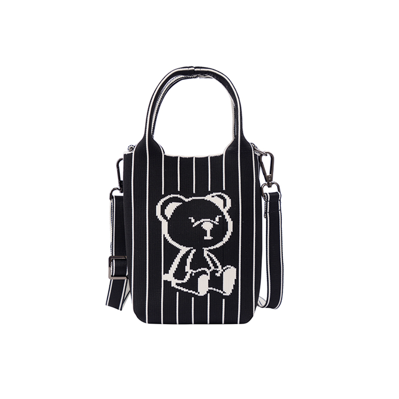 Knit teddy bear crossbody bag