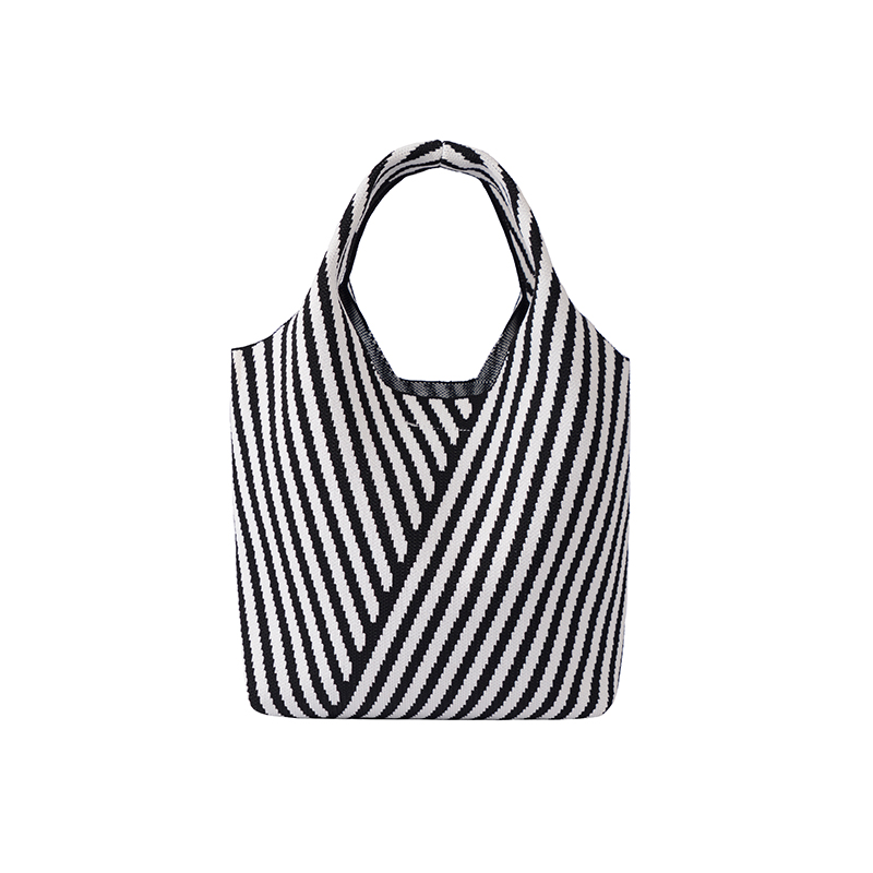 Knitted striped handbag