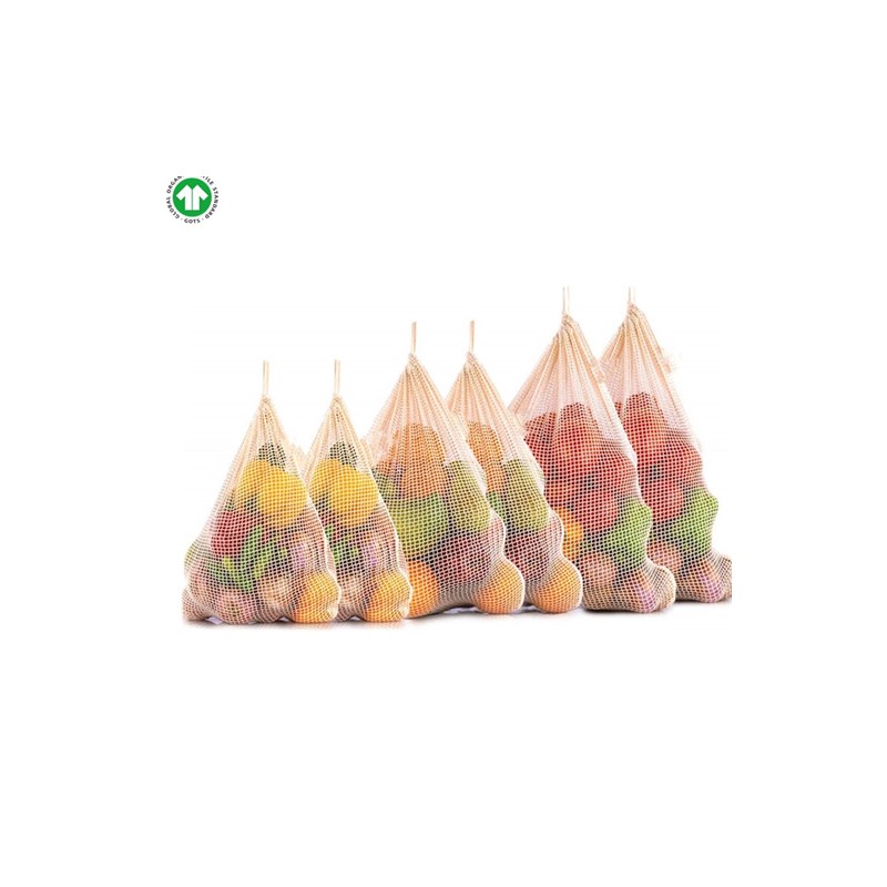 Reusable Drawstring Vegetable Fruit Organic Cotton Mesh Bag
