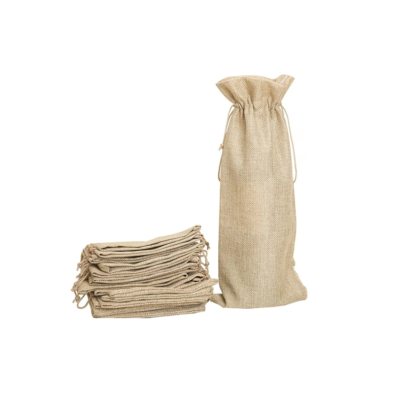 Nature color jute fabric wine carry bag wine bottle gift bag