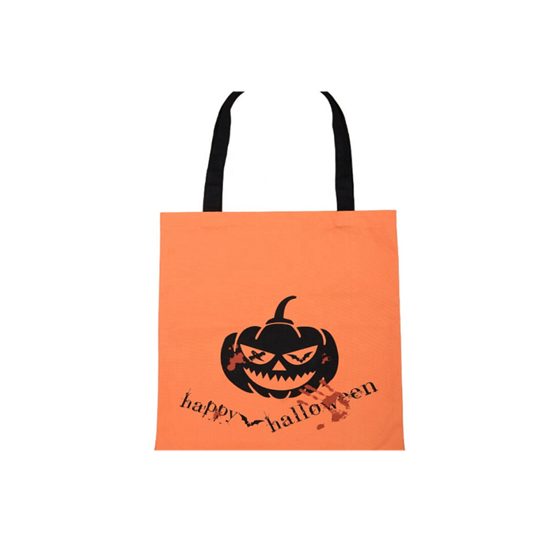 Customized  new Halloween printing canvas material high quality large capacity gift candy tote bag